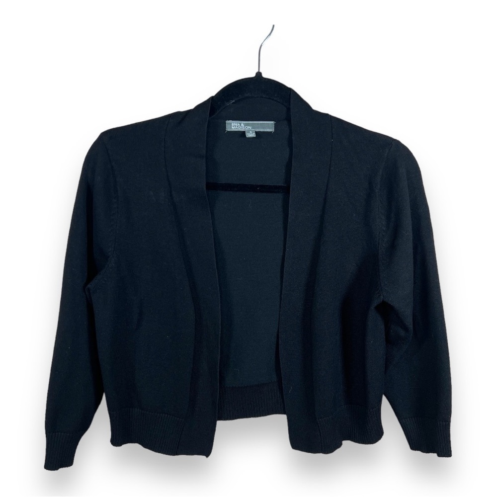 Small 89th And Madison Black Cropped Knit Sweater Cardigan Retro
